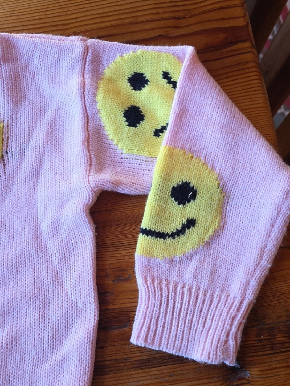 Cute Pink Smiley Cardigan Sweater - Picture 6 of 7